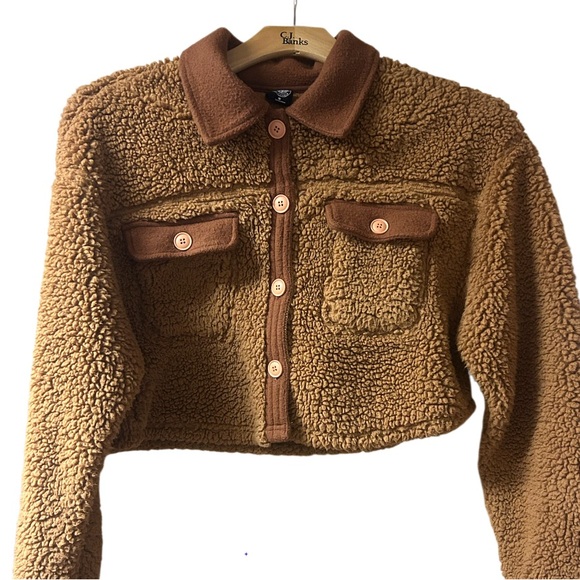 PacSun Jackets & Blazers - Pacsun Brown Sherpa Fleece Cropped Jacket